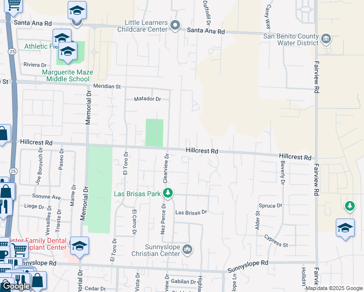 map of restaurants, bars, coffee shops, grocery stores, and more near 791 El Camino Paraiso in Hollister