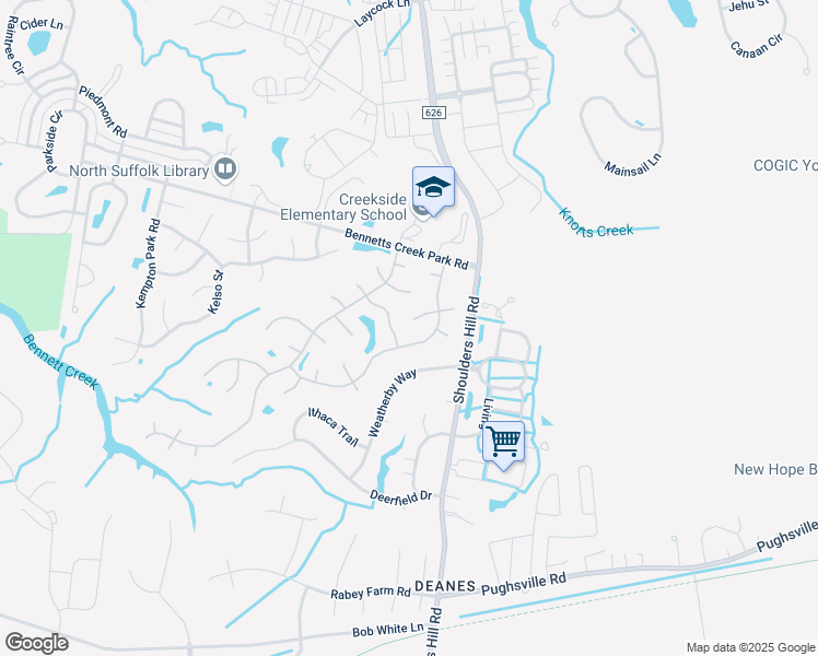 map of restaurants, bars, coffee shops, grocery stores, and more near 3511 Derby Cove in Suffolk
