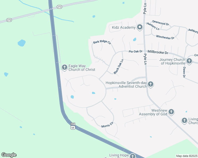 map of restaurants, bars, coffee shops, grocery stores, and more near 1204 Shallow Lake Circle in Hopkinsville
