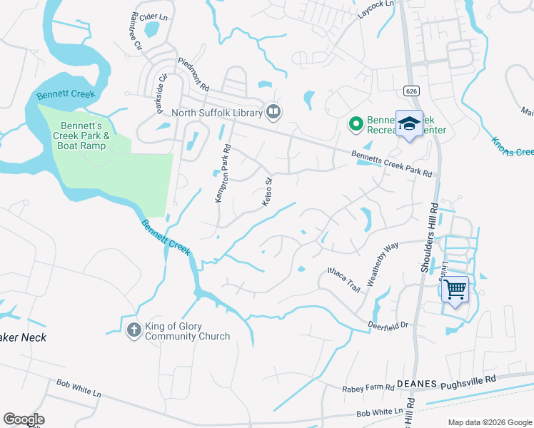 map of restaurants, bars, coffee shops, grocery stores, and more near 5063 Kelso Street in Suffolk