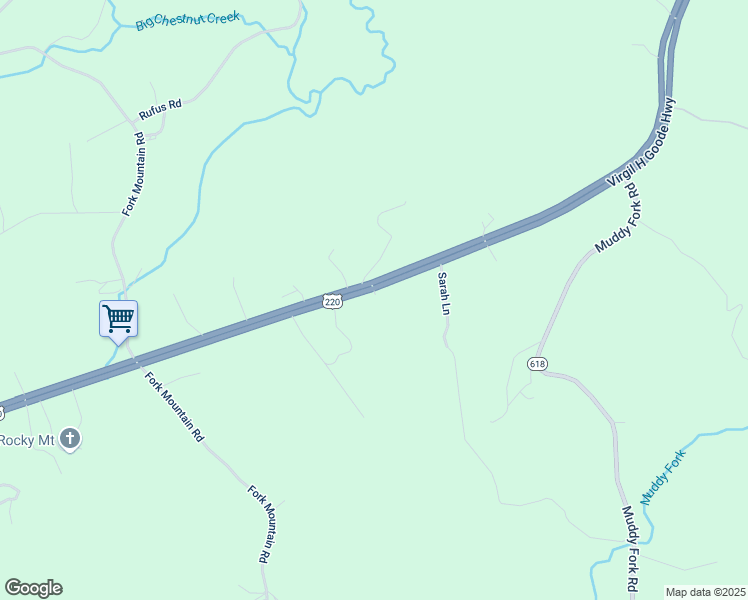 map of restaurants, bars, coffee shops, grocery stores, and more near 3426 Virgil H Goode Highway in Rocky Mount