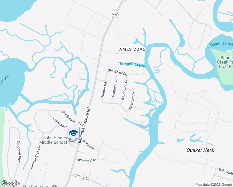 map of restaurants, bars, coffee shops, grocery stores, and more near 5108 Dominion Drive in Suffolk