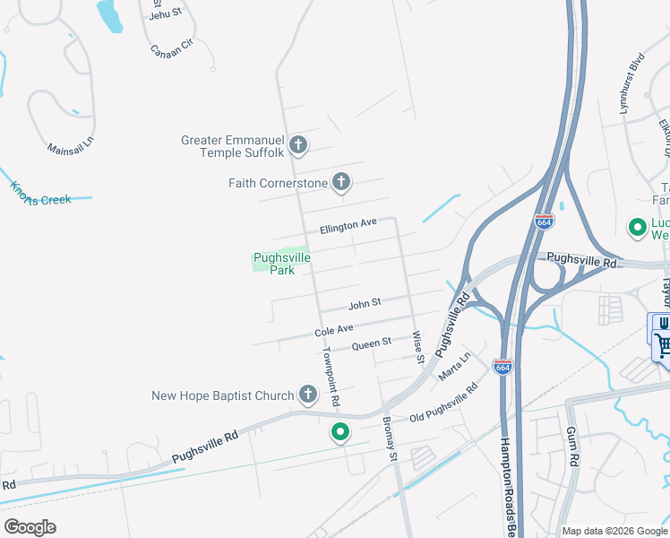 map of restaurants, bars, coffee shops, grocery stores, and more near in Suffolk