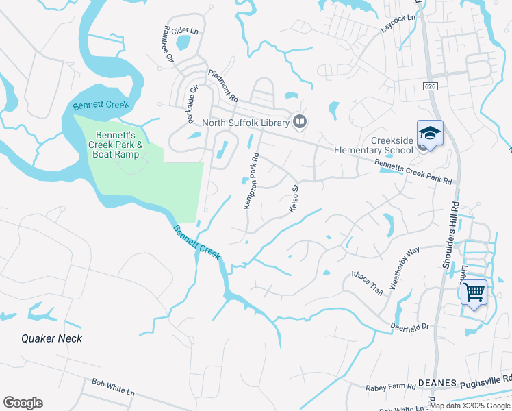 map of restaurants, bars, coffee shops, grocery stores, and more near 3011 Newbury Court in Suffolk