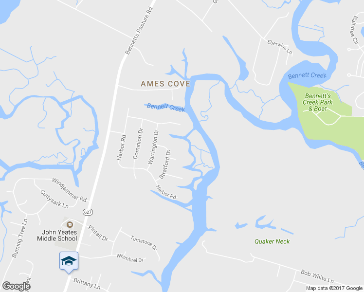 map of restaurants, bars, coffee shops, grocery stores, and more near 5120 Stratford Drive in Suffolk