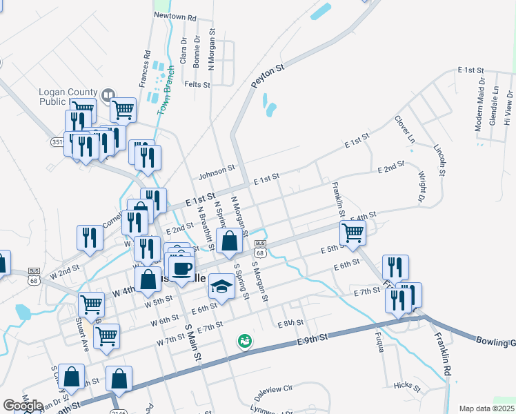 map of restaurants, bars, coffee shops, grocery stores, and more near in Oakville