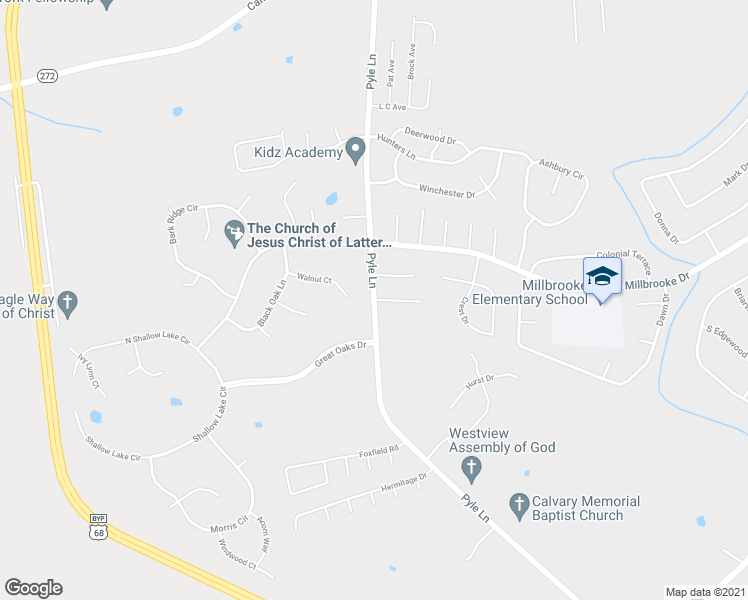 map of restaurants, bars, coffee shops, grocery stores, and more near 668 Pyle Lane in Hopkinsville