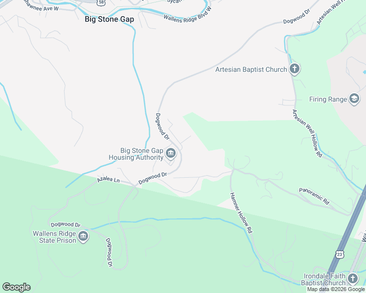map of restaurants, bars, coffee shops, grocery stores, and more near 170170 Dogwood Terrace in Big Stone Gap
