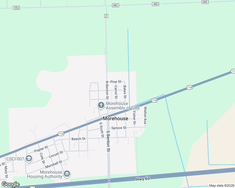 map of restaurants, bars, coffee shops, grocery stores, and more near 501-507 North Laurel Street in Morehouse