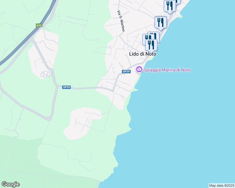 map of restaurants, bars, coffee shops, grocery stores, and more near 19 Provincia Regionale di Siracusa in Lido di Noto