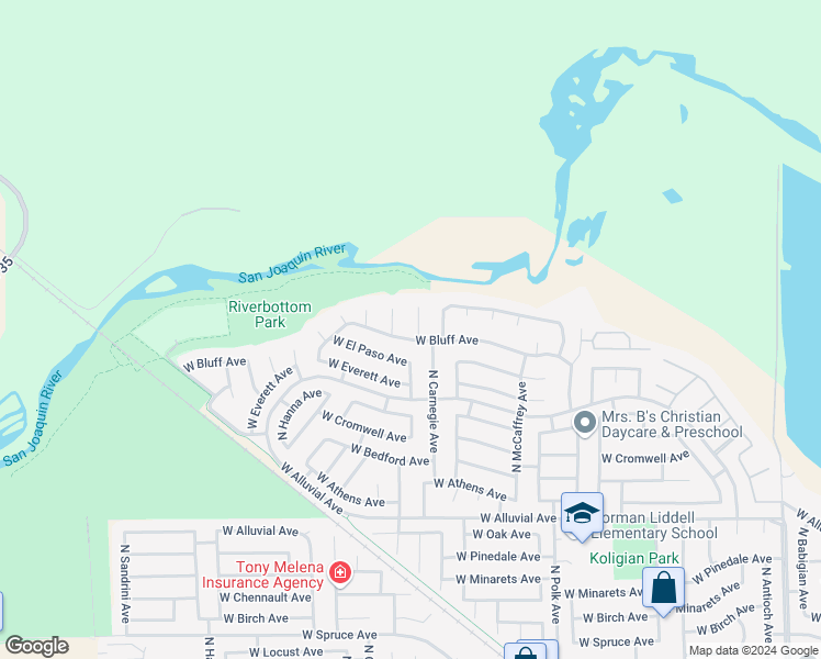 map of restaurants, bars, coffee shops, grocery stores, and more near 7819 North Gregory Avenue in Fresno