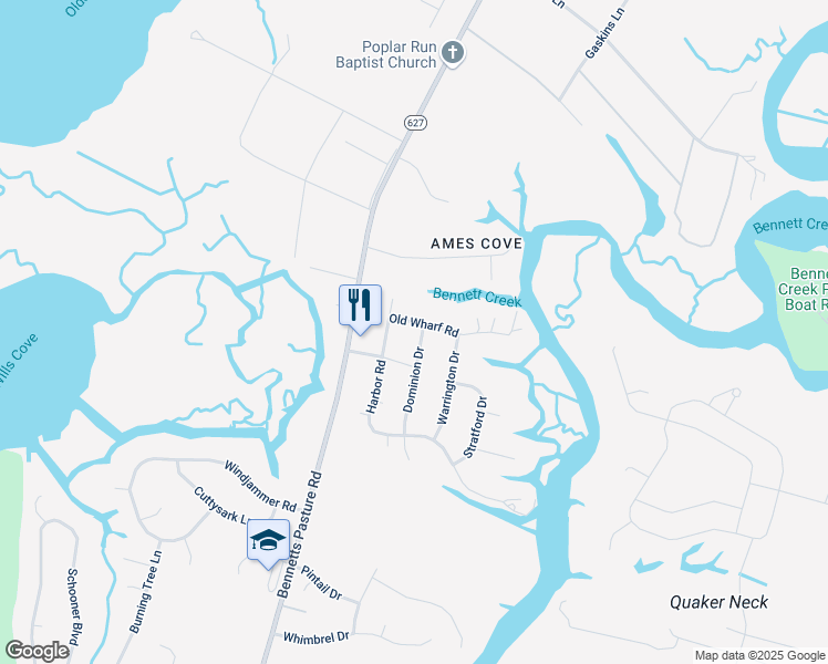 map of restaurants, bars, coffee shops, grocery stores, and more near 5137 Dominion Drive in Suffolk