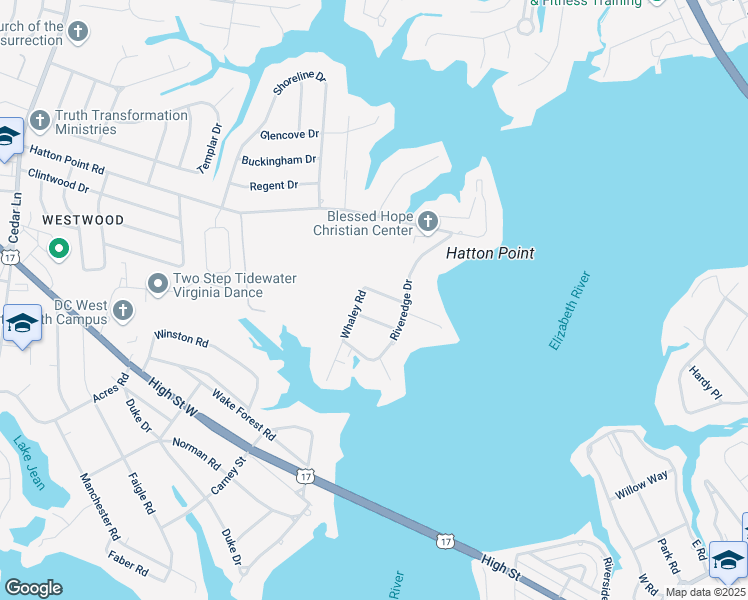 map of restaurants, bars, coffee shops, grocery stores, and more near 4413 Wise Road in Portsmouth