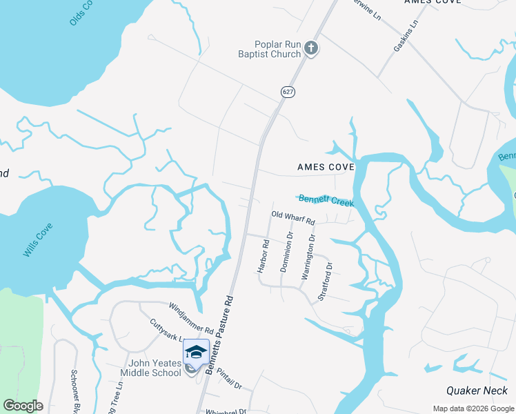 map of restaurants, bars, coffee shops, grocery stores, and more near 5145 North Harbor Road in Suffolk