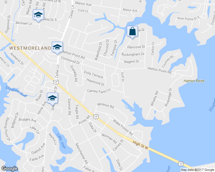map of restaurants, bars, coffee shops, grocery stores, and more near 4633 Haywood Drive in Portsmouth