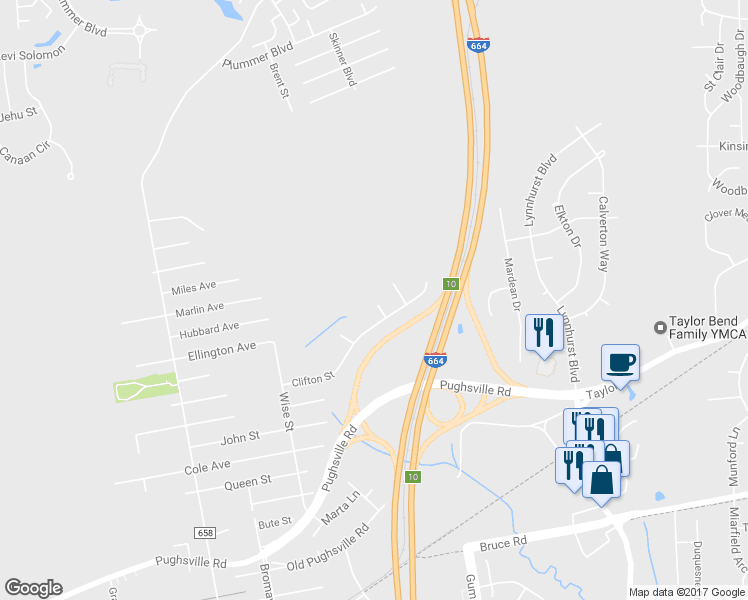 map of restaurants, bars, coffee shops, grocery stores, and more near 3110 Monitor Court in Chesapeake