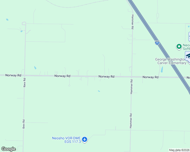 map of restaurants, bars, coffee shops, grocery stores, and more near 11726-11764 Norway Road in Neosho