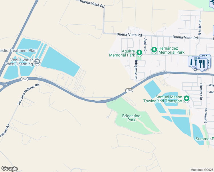 map of restaurants, bars, coffee shops, grocery stores, and more near 2200 San Juan Hollister Road in Hollister