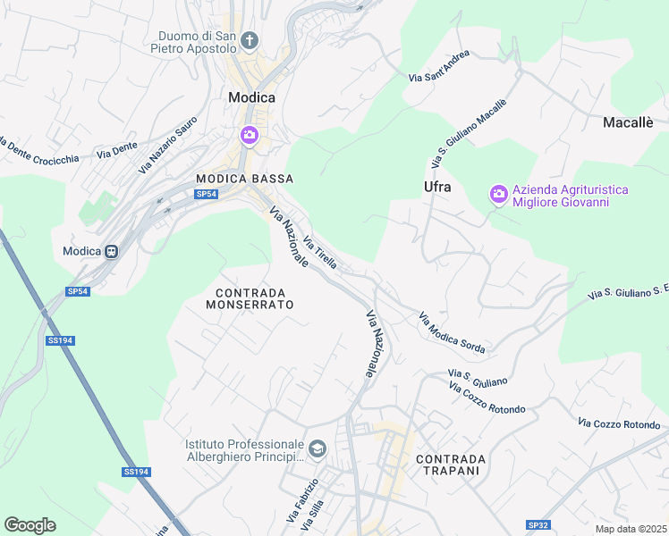map of restaurants, bars, coffee shops, grocery stores, and more near 3771 Via Tirella in Libero consorzio comunale di Ragusa