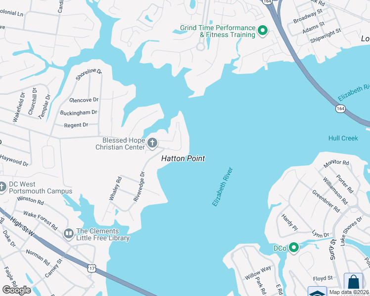 map of restaurants, bars, coffee shops, grocery stores, and more near 4278 Hatton Point Lane in Portsmouth