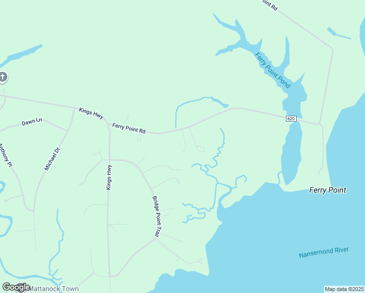 map of restaurants, bars, coffee shops, grocery stores, and more near 6524 Ferry Point Road in Suffolk