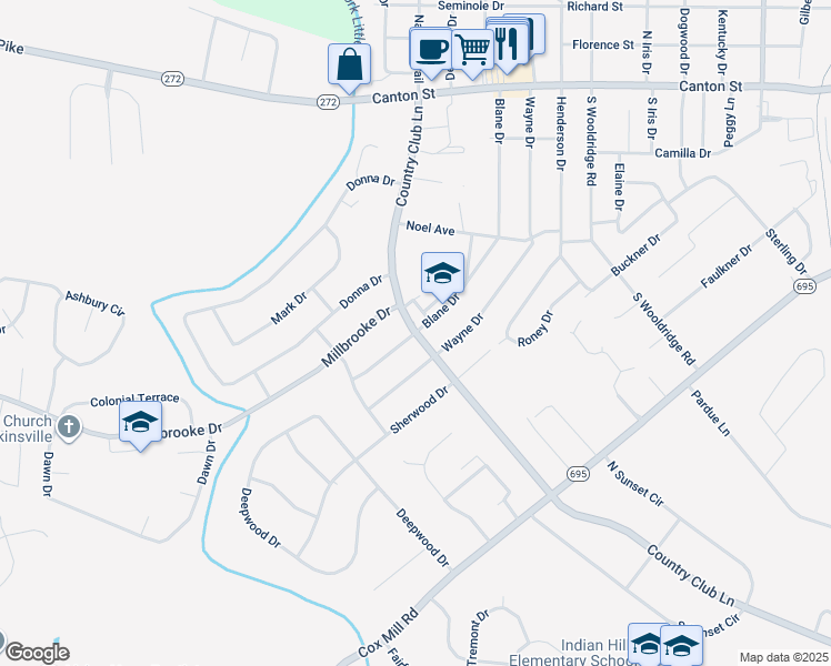 map of restaurants, bars, coffee shops, grocery stores, and more near 301 Blane Drive in Hopkinsville