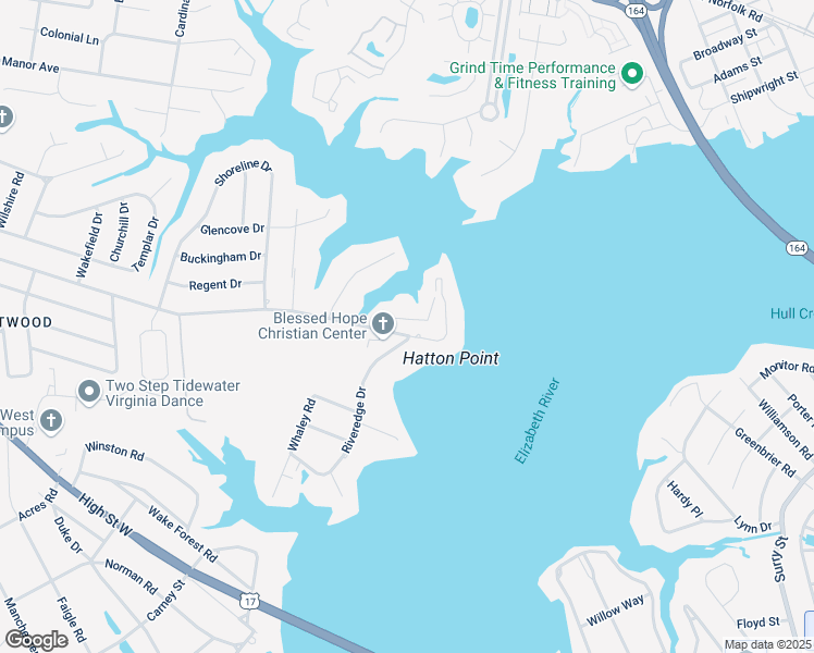 map of restaurants, bars, coffee shops, grocery stores, and more near 4402 Point West Drive in Portsmouth