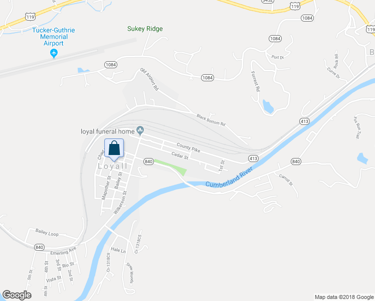 map of restaurants, bars, coffee shops, grocery stores, and more near 322 County Pike in Loyall