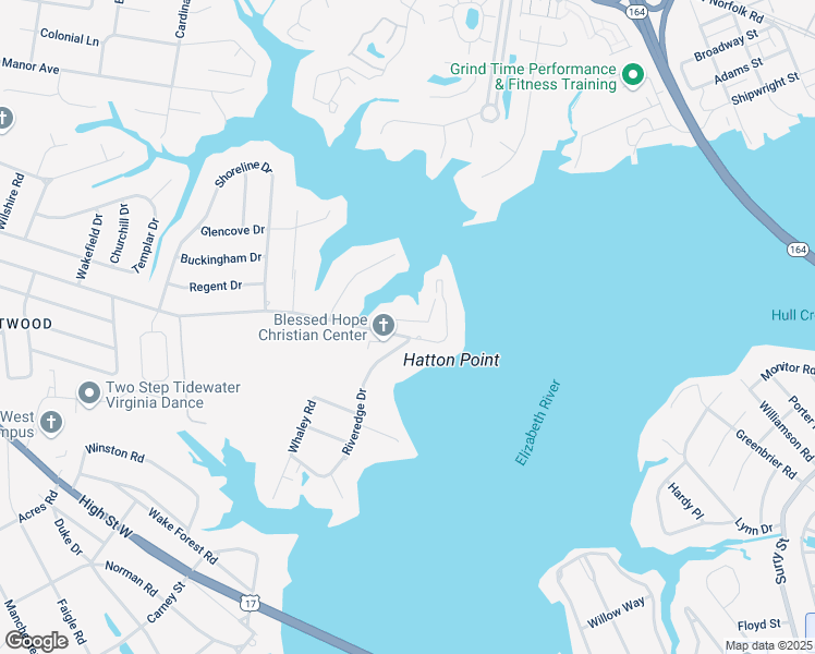 map of restaurants, bars, coffee shops, grocery stores, and more near 4402 Point West Drive in Portsmouth