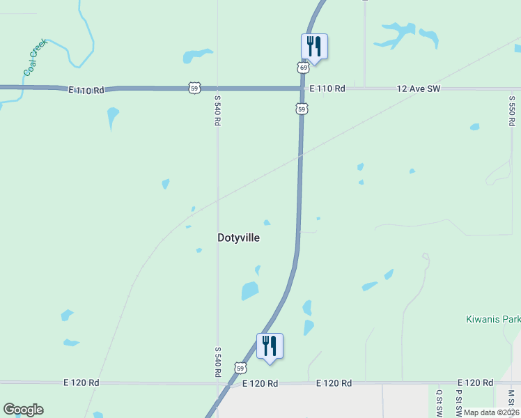 map of restaurants, bars, coffee shops, grocery stores, and more near 11400 South 540 Road in Miami