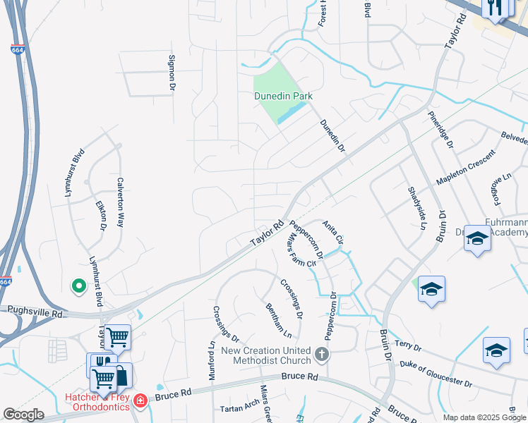 map of restaurants, bars, coffee shops, grocery stores, and more near 3231 Clover Road East in Chesapeake