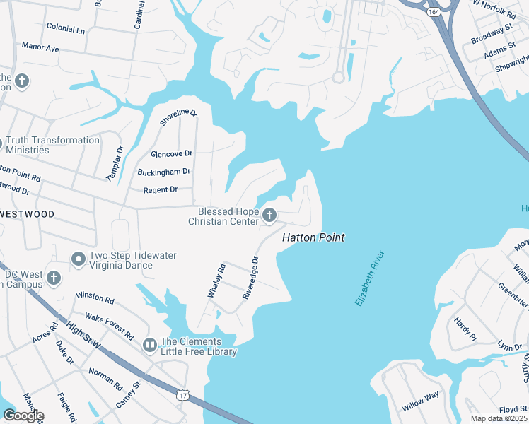 map of restaurants, bars, coffee shops, grocery stores, and more near 4424 Point West Drive in Portsmouth