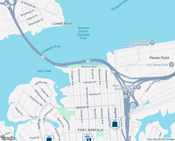 map of restaurants, bars, coffee shops, grocery stores, and more near 105 Mount Vernon Avenue in Portsmouth