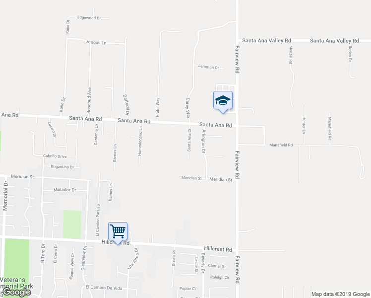 map of restaurants, bars, coffee shops, grocery stores, and more near 1945 Santa Ana Road in Hollister