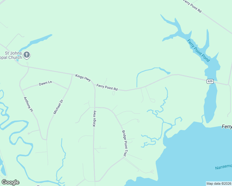 map of restaurants, bars, coffee shops, grocery stores, and more near 6508 Ferry Point Road in Suffolk