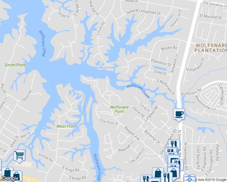 map of restaurants, bars, coffee shops, grocery stores, and more near 330 Windship Cove in Virginia Beach