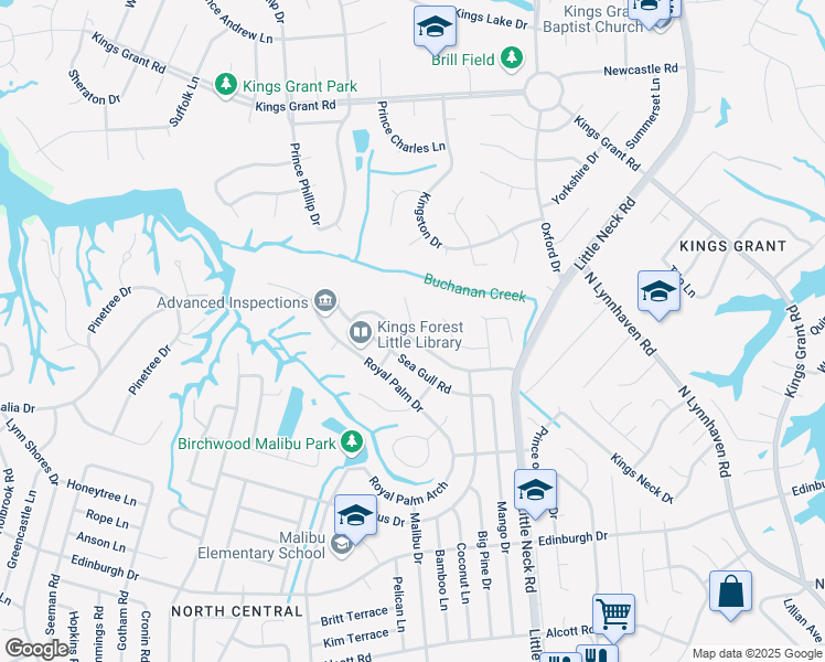 map of restaurants, bars, coffee shops, grocery stores, and more near 3541 Sea Horse Way in Virginia Beach