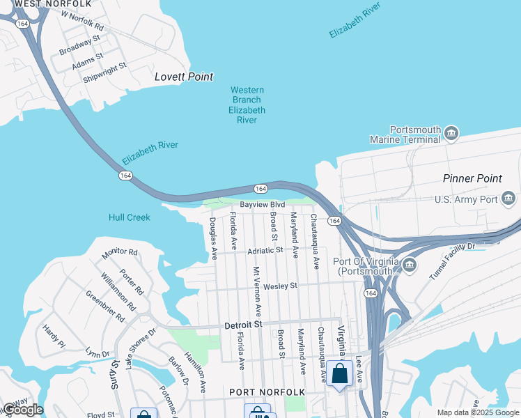 map of restaurants, bars, coffee shops, grocery stores, and more near 105 Mount Vernon Avenue in Portsmouth