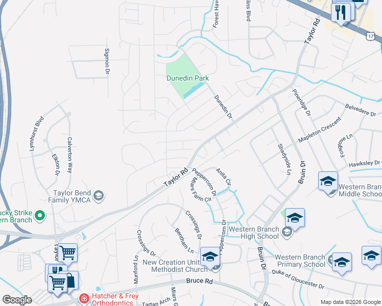 map of restaurants, bars, coffee shops, grocery stores, and more near 4421 Freemas Street in Chesapeake