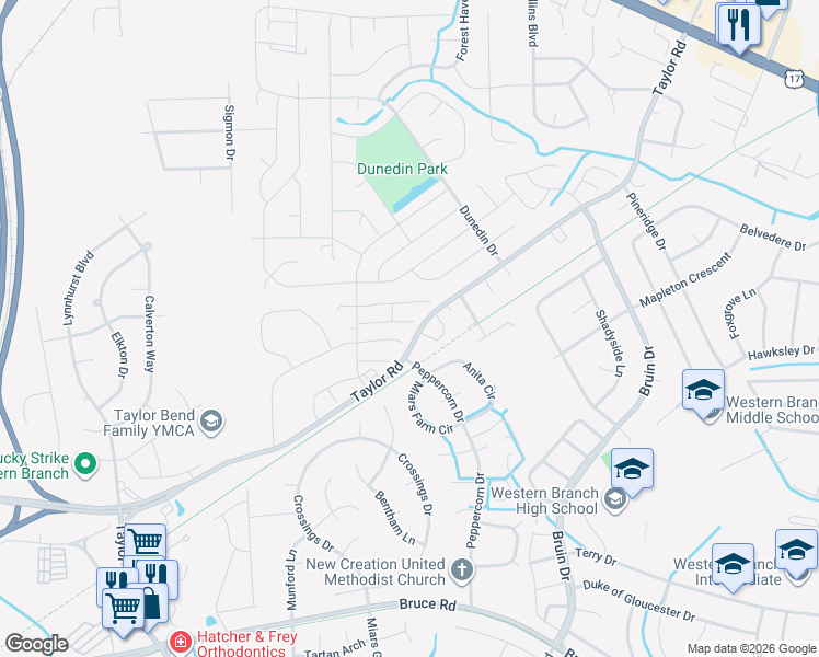map of restaurants, bars, coffee shops, grocery stores, and more near 4421 Freemas Street in Chesapeake