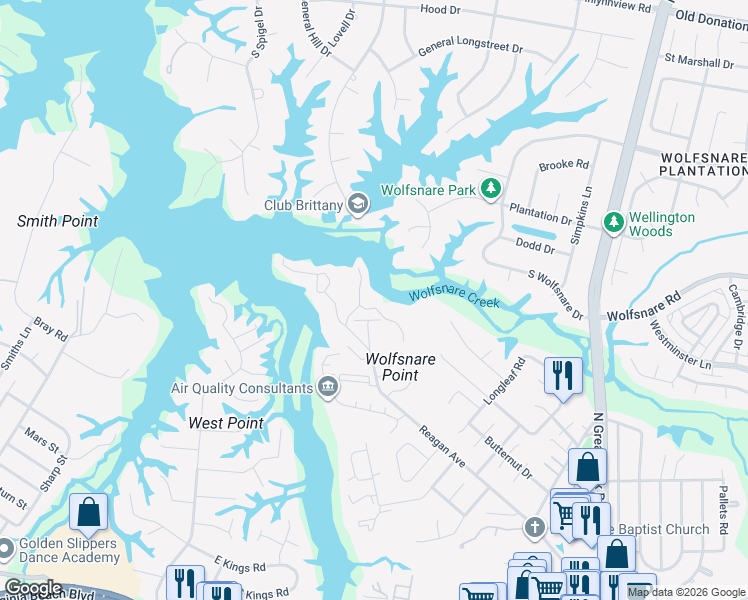 map of restaurants, bars, coffee shops, grocery stores, and more near 316 Windship Cove in Virginia Beach