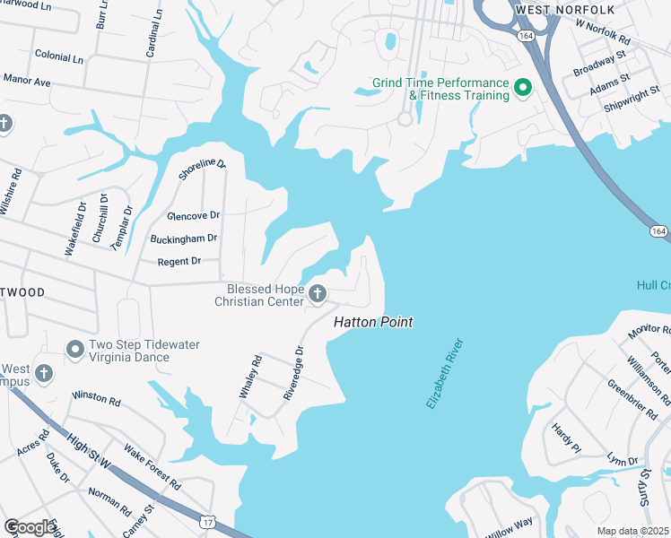 map of restaurants, bars, coffee shops, grocery stores, and more near 4402 Point West Drive in Portsmouth