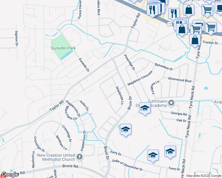 map of restaurants, bars, coffee shops, grocery stores, and more near 3309 Michelle Court in Chesapeake