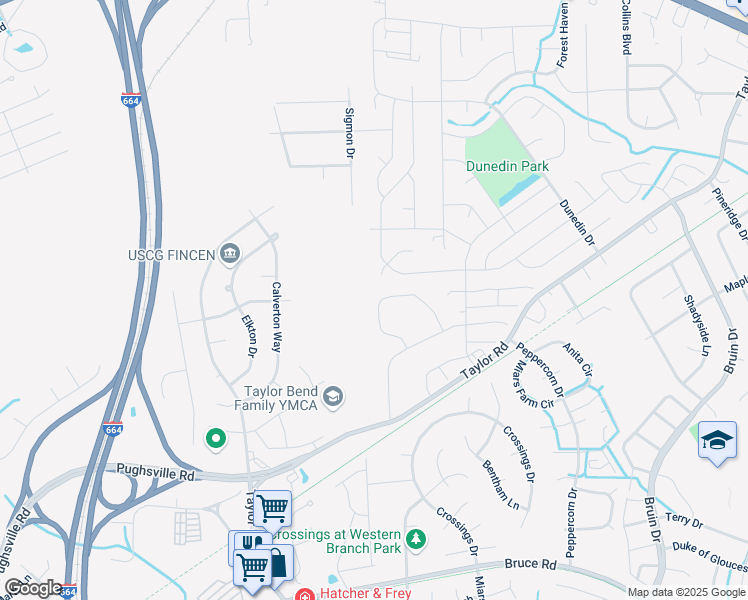 map of restaurants, bars, coffee shops, grocery stores, and more near 3405 Mornington Drive in Chesapeake