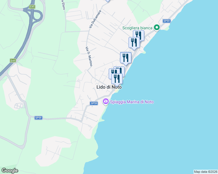map of restaurants, bars, coffee shops, grocery stores, and more near in Lido di Noto