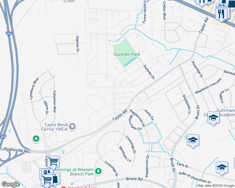 map of restaurants, bars, coffee shops, grocery stores, and more near 3402 Bangor Crescent in Chesapeake