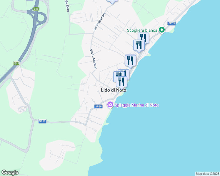 map of restaurants, bars, coffee shops, grocery stores, and more near in Lido di Noto