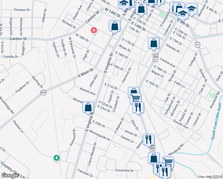 map of restaurants, bars, coffee shops, grocery stores, and more near in Hopkinsville