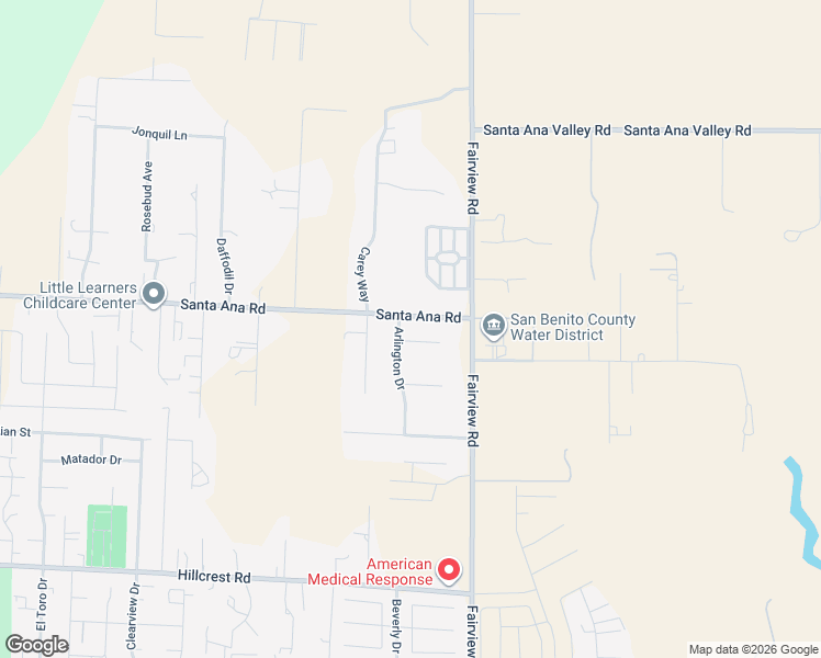 map of restaurants, bars, coffee shops, grocery stores, and more near 2720 Arlington Drive in Hollister