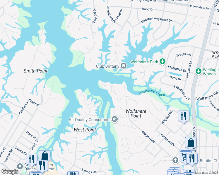 map of restaurants, bars, coffee shops, grocery stores, and more near 2918 Seashore Point in Virginia Beach